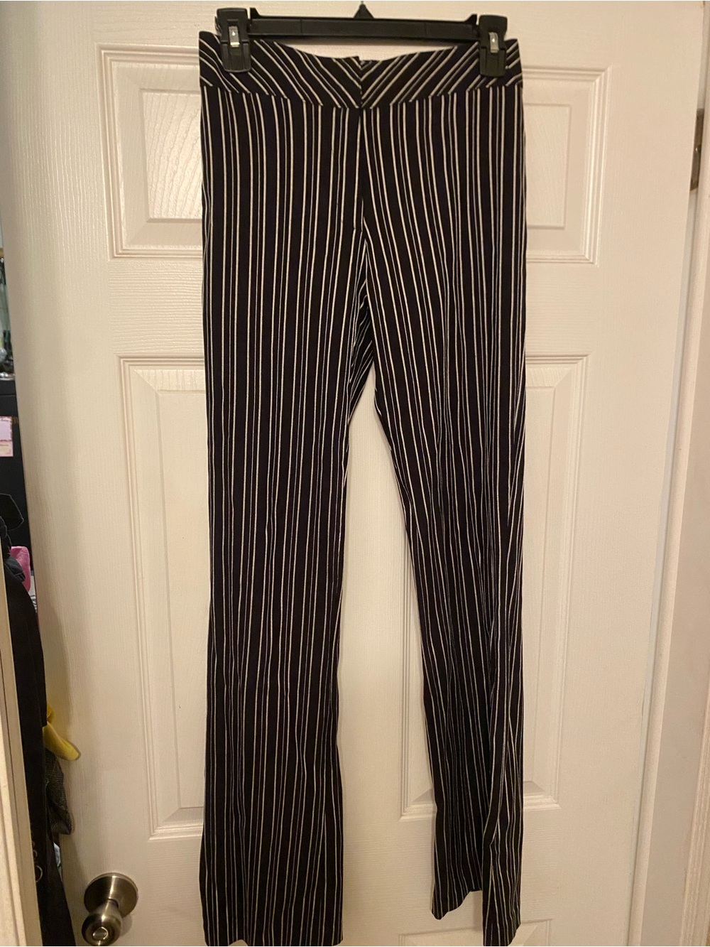White House Black Market Black Pants with White Pinstripes - Wide Leg